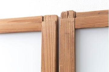 古民具・骨董 古い木味のガラス戸4枚セット(引き戸、建具)