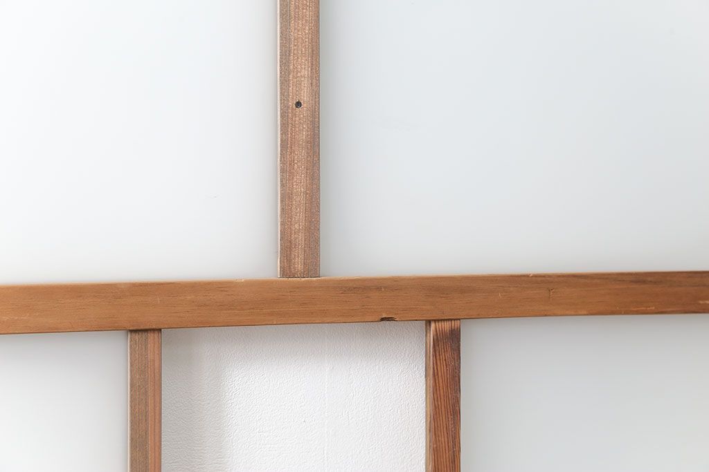 古民具・骨董 古い木味のガラス戸4枚セット(引き戸、建具)