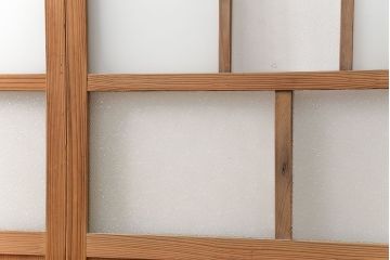 古民具・骨董 古い木味のガラス戸4枚セット(引き戸、建具)