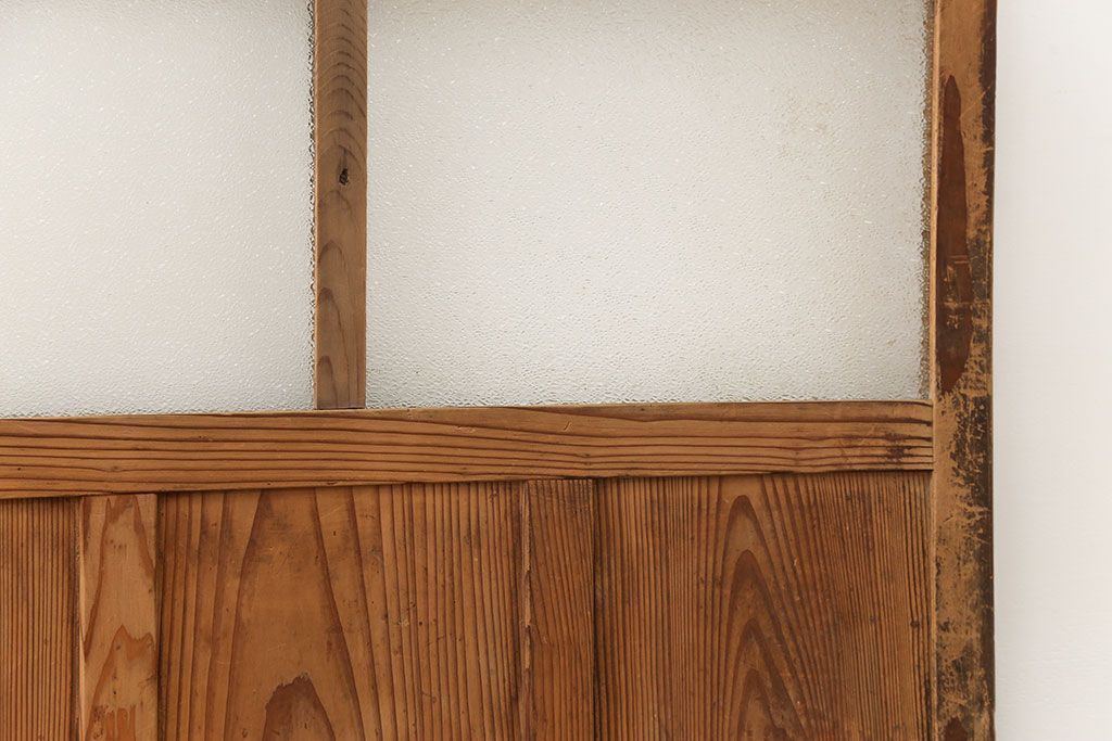 古民具・骨董 古い木味のガラス戸4枚セット(引き戸、建具)