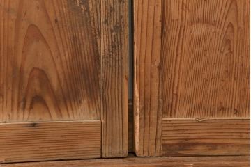 古民具・骨董 古い木味のガラス戸4枚セット(引き戸、建具)