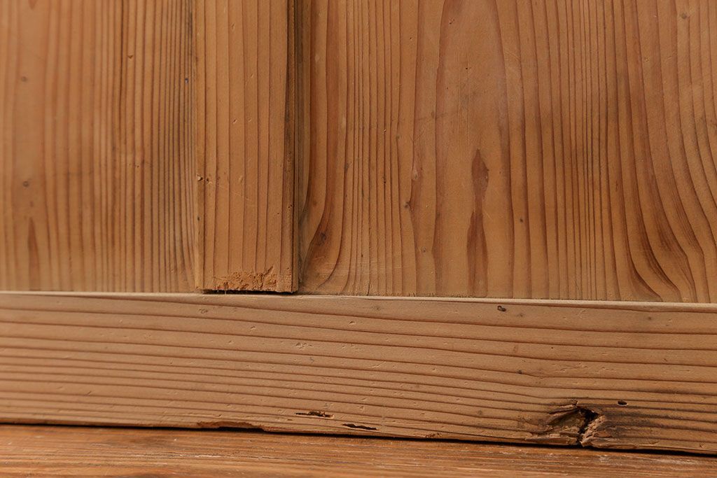 古民具・骨董 古い木味のガラス戸4枚セット(引き戸、建具)