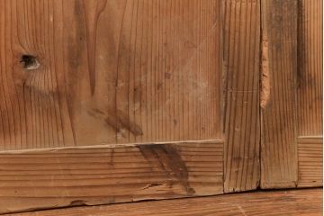 古民具・骨董 古い木味のガラス戸4枚セット(引き戸、建具)