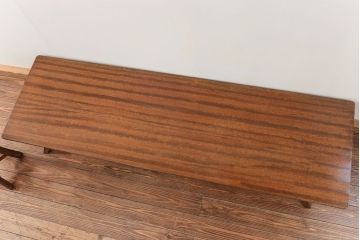 レトロ家具　昭和レトロ 折り畳み式!古い木の横長テーブル(3)