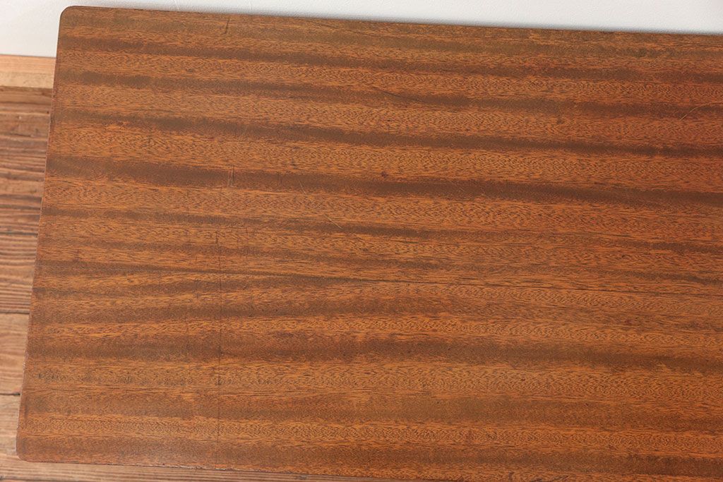 レトロ家具　昭和レトロ 折り畳み式!古い木の横長テーブル(3)