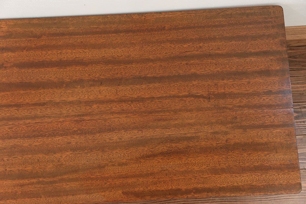 レトロ家具　昭和レトロ 折り畳み式!古い木の横長テーブル(3)