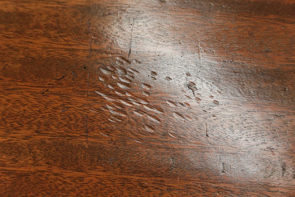 レトロ家具　昭和レトロ 折り畳み式!古い木の横長テーブル(3)