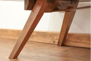 レトロ家具　昭和レトロ 折り畳み式!古い木の横長テーブル(3)