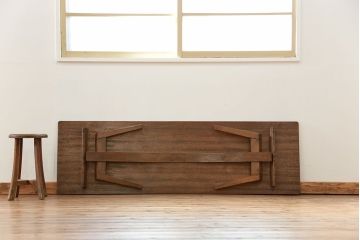 レトロ家具　昭和レトロ 折り畳み式!古い木の横長テーブル(3)