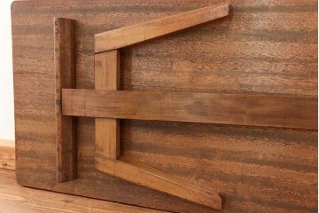 レトロ家具　昭和レトロ 折り畳み式!古い木の横長テーブル(3)