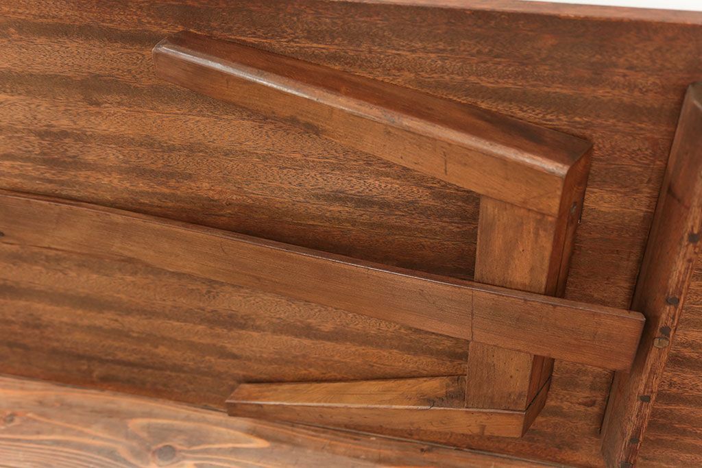 レトロ家具　昭和レトロ 折り畳み式!古い木の横長テーブル(3)