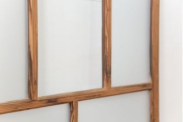 アンティーク 古い木味のガラス戸(引き戸)