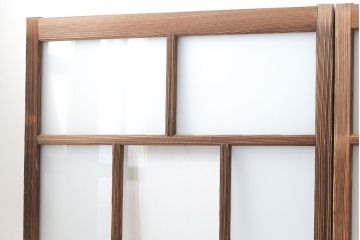 アンティーク 古い木味のガラス戸 4枚セット(1)(引き戸)