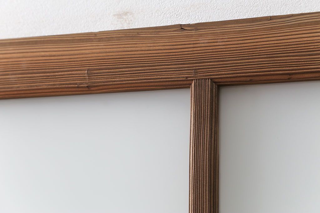 アンティーク 古い木味のガラス戸 4枚セット(1)(引き戸)