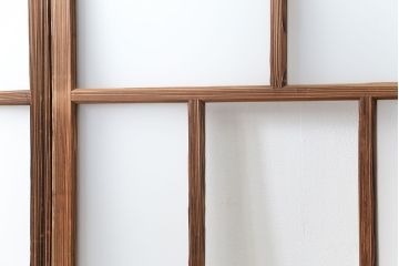 アンティーク 古い木味のガラス戸 4枚セット(1)(引き戸)