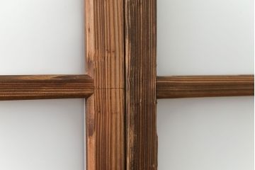 アンティーク 古い木味のガラス戸 4枚セット(1)(引き戸)