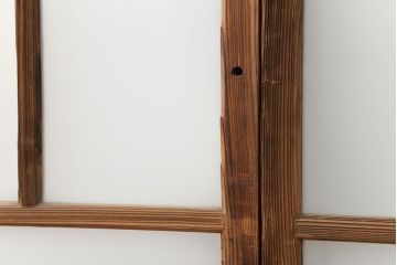 アンティーク 古い木味のガラス戸 4枚セット(1)(引き戸)