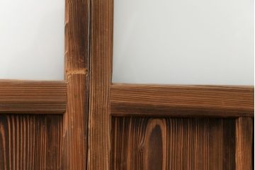 アンティーク 古い木味のガラス戸 4枚セット(1)(引き戸)