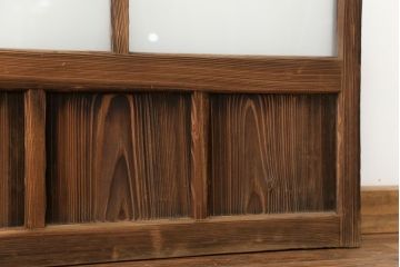 アンティーク 古い木味のガラス戸 4枚セット(1)(引き戸)