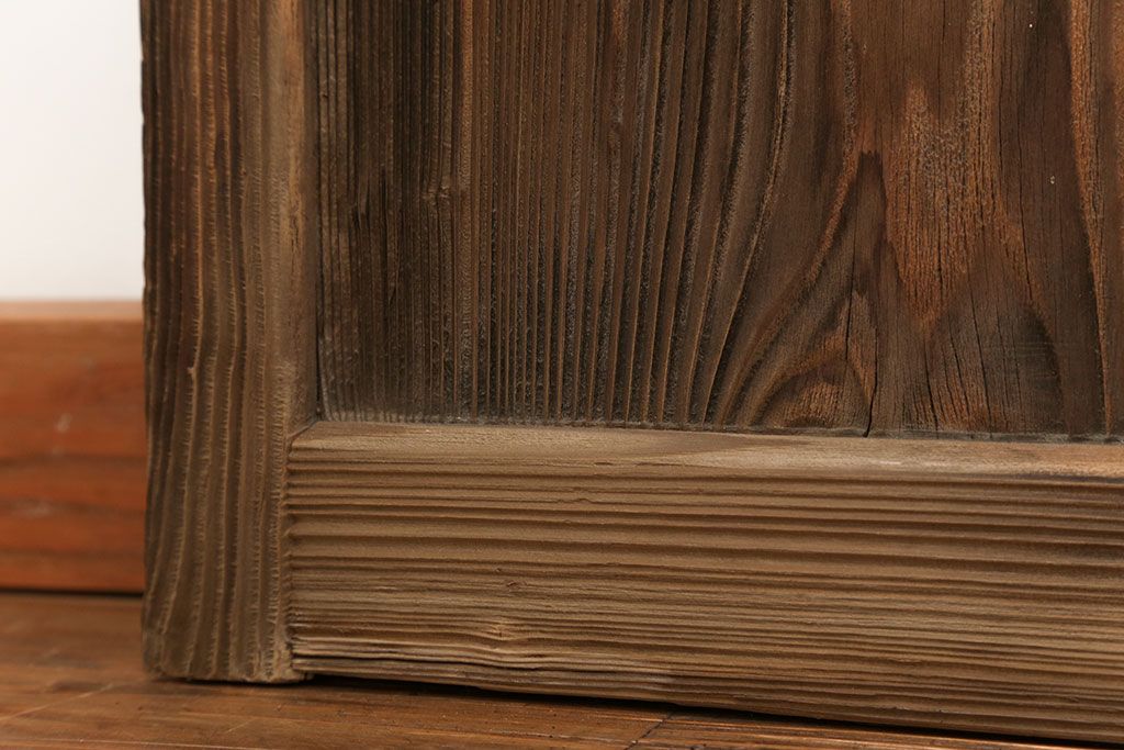 アンティーク 古い木味のガラス戸 4枚セット(1)(引き戸)