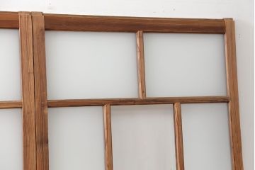 アンティーク 古い木味のガラス戸 4枚セット(1)(引き戸)