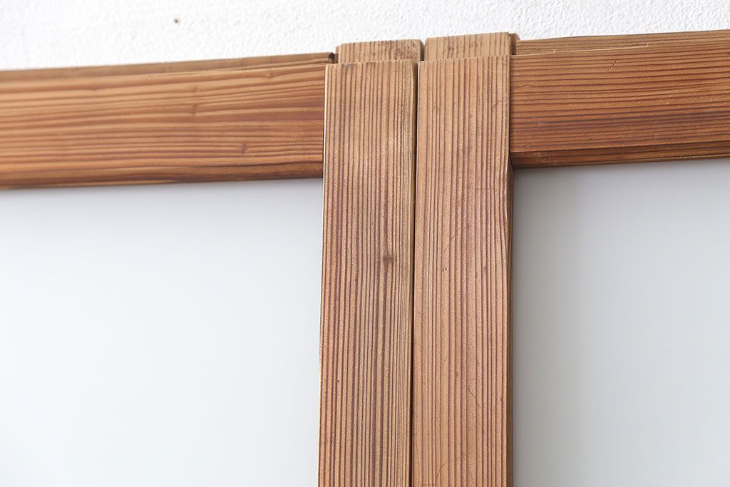 アンティーク 古い木味のガラス戸 4枚セット(1)(引き戸)