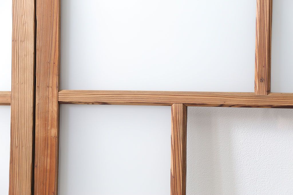 アンティーク 古い木味のガラス戸 4枚セット(1)(引き戸)