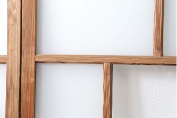 アンティーク 古い木味のガラス戸 4枚セット(1)(引き戸)