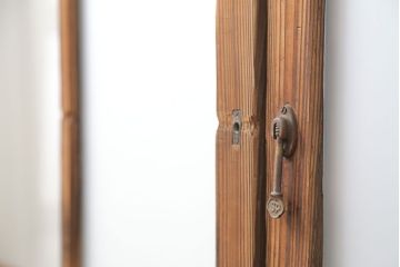 アンティーク 古い木味のガラス戸 4枚セット(1)(引き戸)