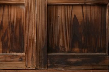 アンティーク 古い木味のガラス戸 4枚セット(1)(引き戸)