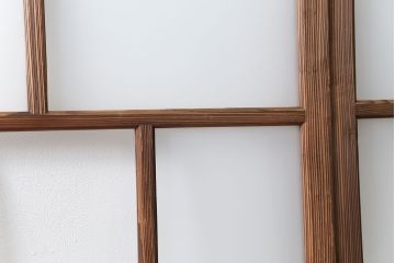 アンティーク 古い木味のガラス戸 4枚セット(2)(引き戸)