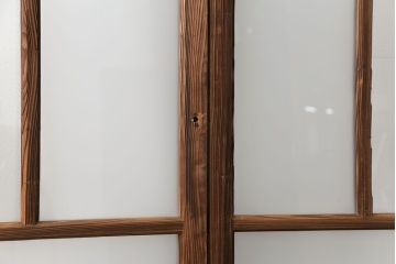 アンティーク 古い木味のガラス戸 4枚セット(2)(引き戸)