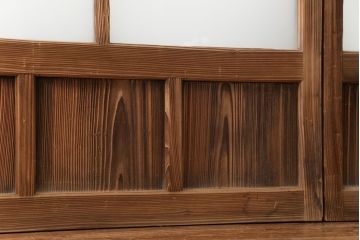 アンティーク 古い木味のガラス戸 4枚セット(2)(引き戸)