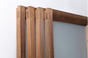 アンティーク 古い木味のガラス戸 4枚セット(2)(引き戸)