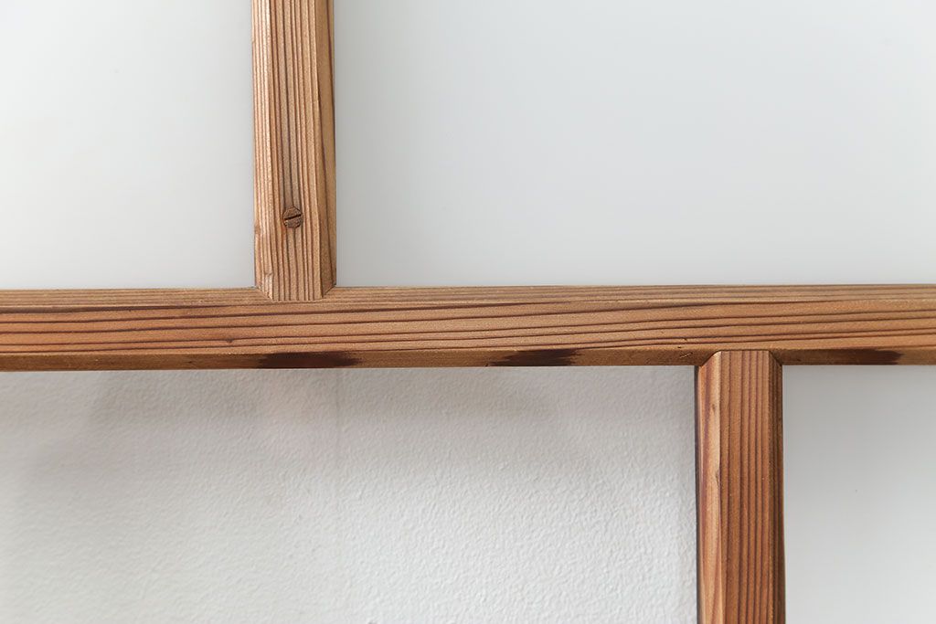 アンティーク 古い木味のガラス戸 4枚セット(2)(引き戸)