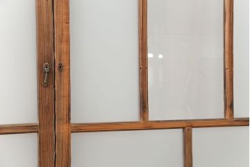 アンティーク 古い木味のガラス戸 4枚セット(2)(引き戸)