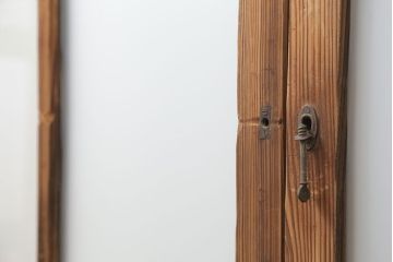 アンティーク 古い木味のガラス戸 4枚セット(2)(引き戸)