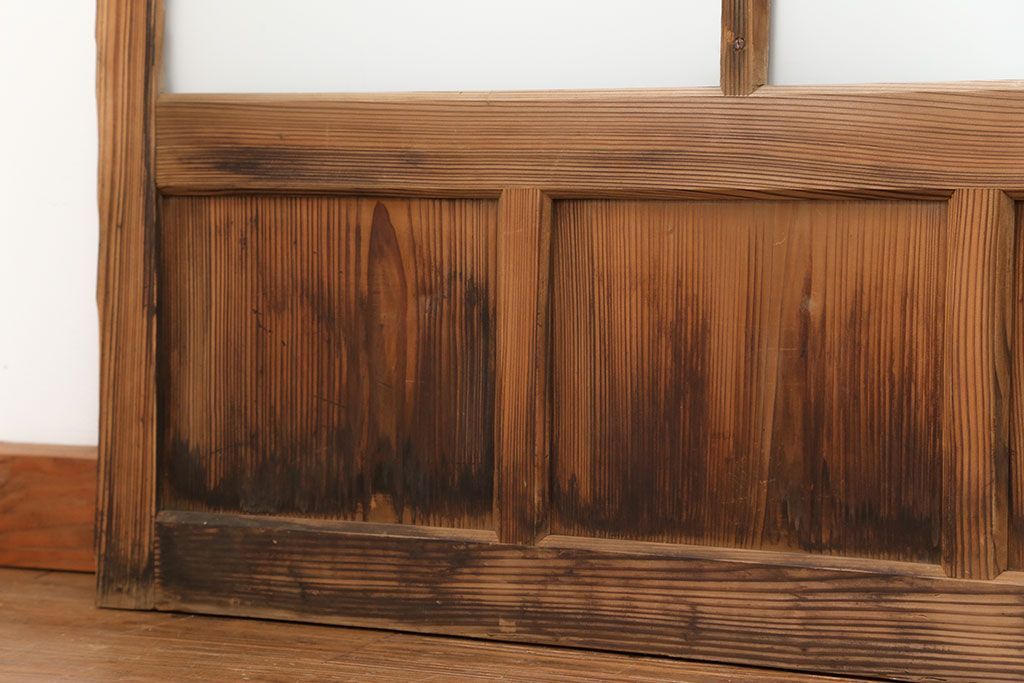 アンティーク 古い木味のガラス戸 4枚セット(2)(引き戸)