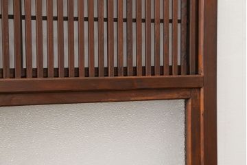 古民具・骨董 ダイヤガラス入り裏障子付きの格子戸 1枚(引き戸)