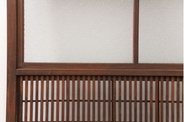 古民具・骨董 ダイヤガラス入り裏障子付きの格子戸 1枚(引き戸)
