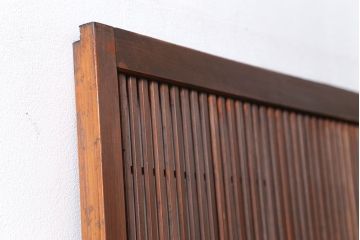 古民具・骨董 ダイヤガラス入り裏障子付きの格子戸 1枚(引き戸)