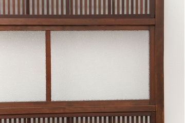 古民具・骨董 ダイヤガラス入り裏障子付きの格子戸 1枚(引き戸)