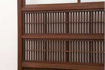 古民具・骨董 ダイヤガラス入り裏障子付きの格子戸 1枚(引き戸)