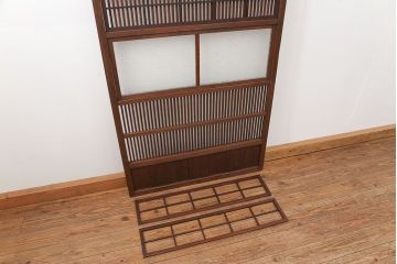 古民具・骨董 ダイヤガラス入り裏障子付きの格子戸 1枚(引き戸)