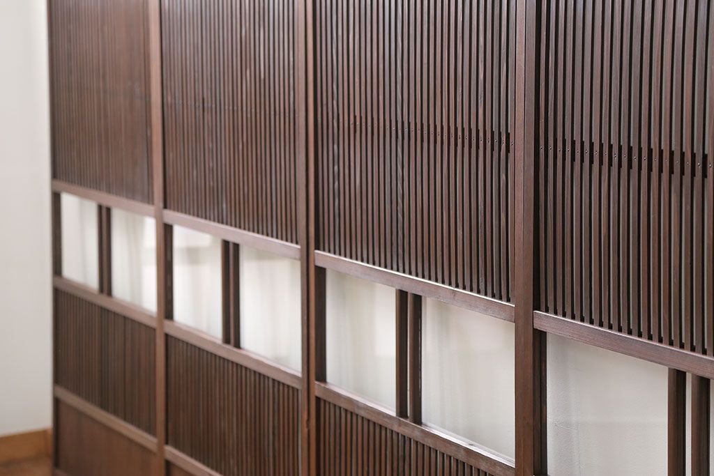 古民具・骨董 味のあるガラス入り格子戸 4枚セット(引き戸、ガラス戸)