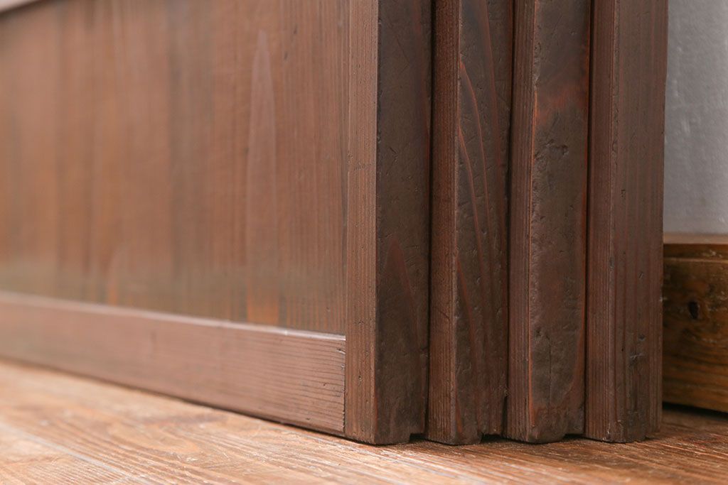 古民具・骨董 味のあるガラス入り格子戸 4枚セット(引き戸、ガラス戸)