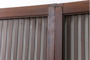 古民具・骨董 味のあるガラス入り格子戸 4枚セット(引き戸、ガラス戸)