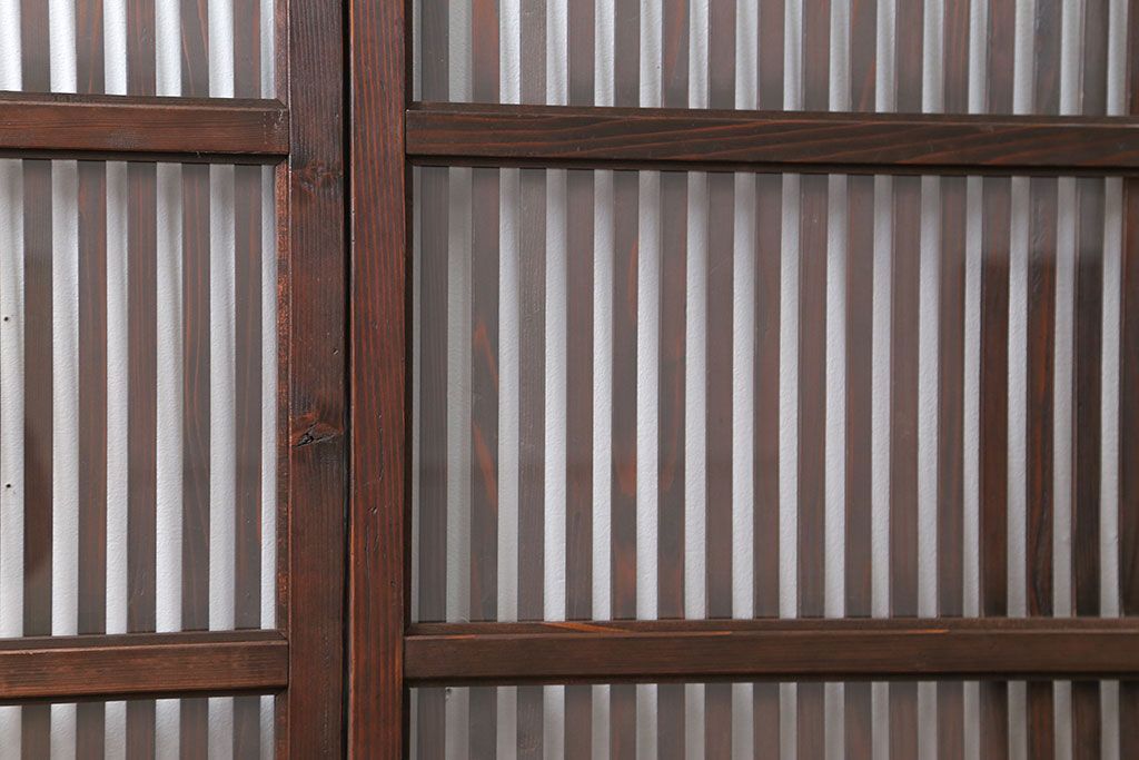 古民具・骨董 味のあるガラス入り格子戸 4枚セット(引き戸、ガラス戸)