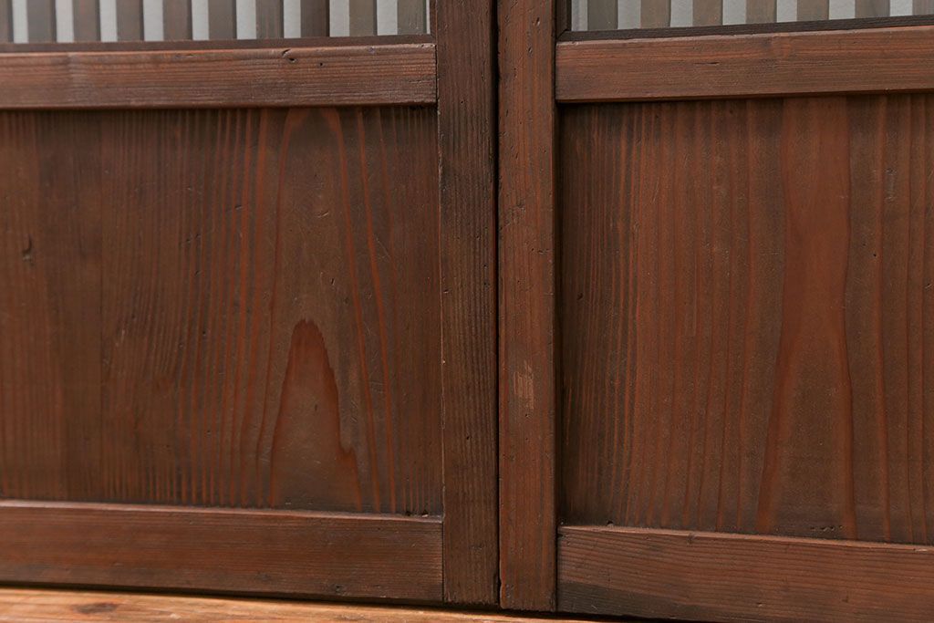 古民具・骨董 味のあるガラス入り格子戸 4枚セット(引き戸、ガラス戸)