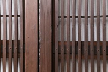 古民具・骨董 裏障子付きの格子戸 2枚セット(和風建具、引き戸)